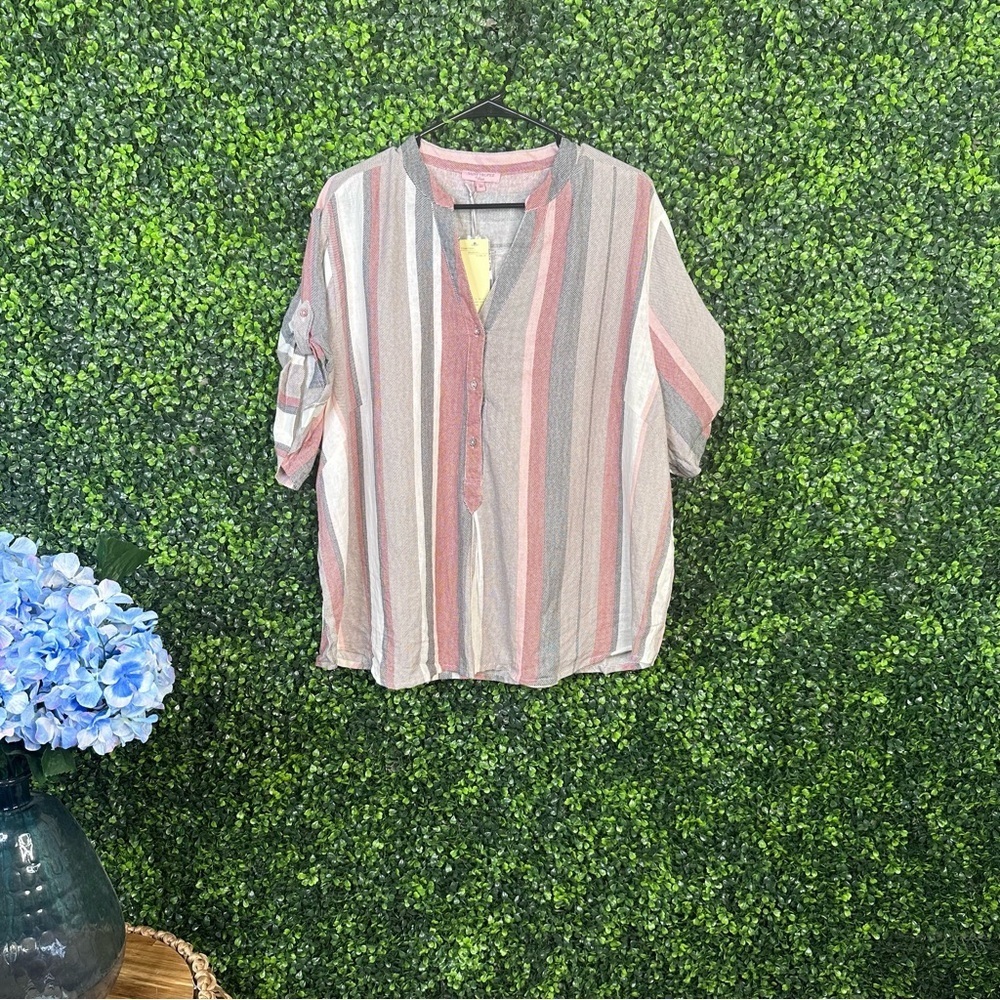 St tropez‎ west top nwt linen blend plus size